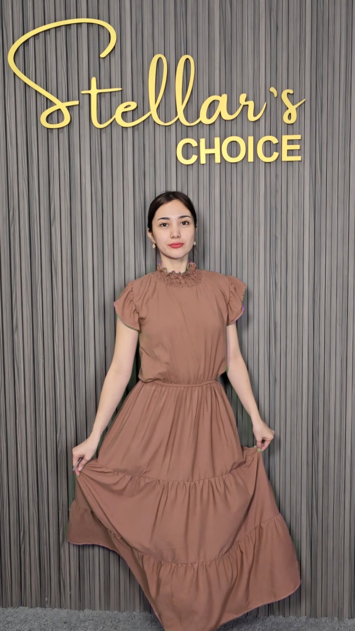 SC100 Dress | Turtleneck Tiered Linen Maxi Dress