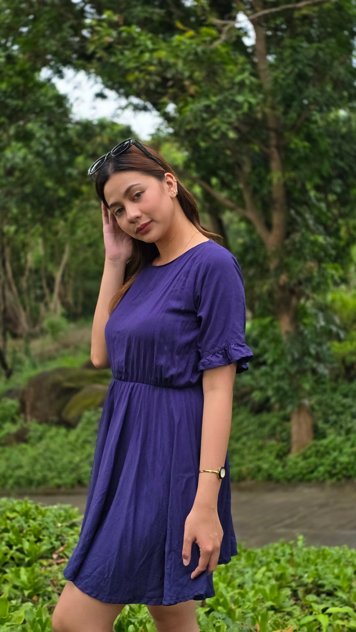 SC41 Dress | Roundneck Bell Sleeves Skater Flared Linen Dress