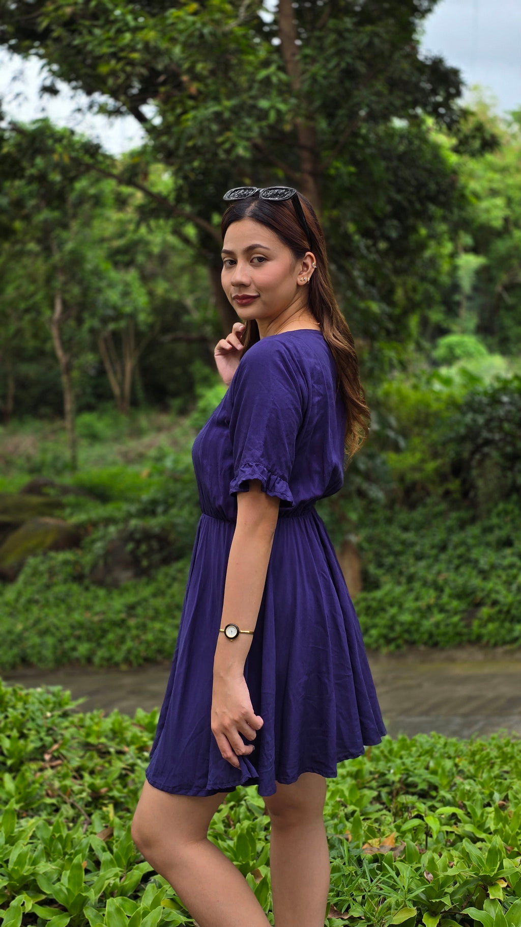 SC41 Dress | Roundneck Bell Sleeves Skater Flared Linen Dress