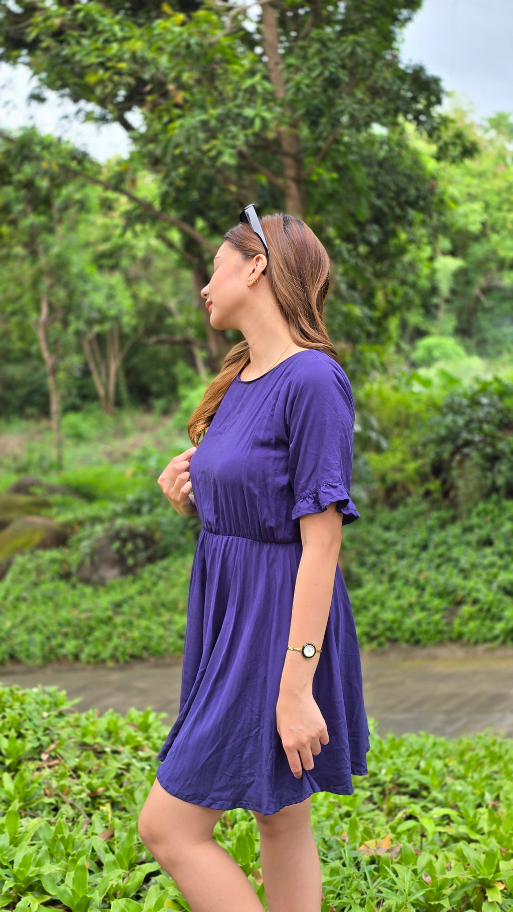 SC41 Dress | Roundneck Bell Sleeves Skater Flared Linen Dress