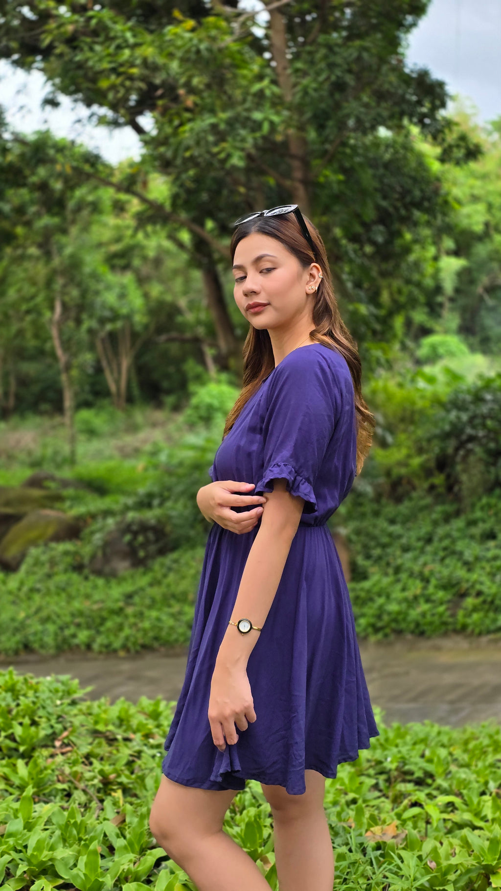 SC41 Dress | Roundneck Bell Sleeves Skater Flared Linen Dress