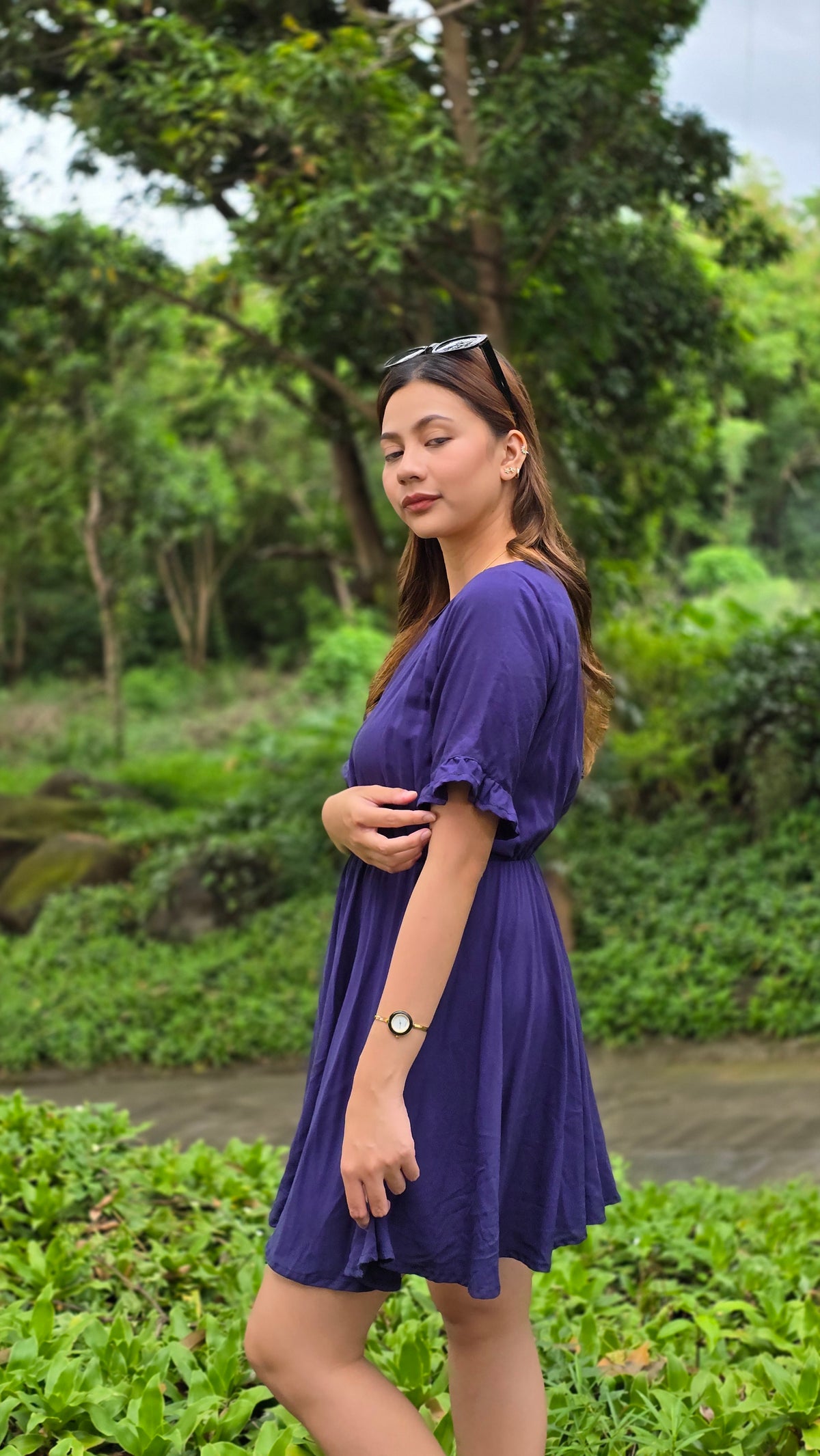 SC41 Dress | Roundneck Bell Sleeves Skater Flared Linen Dress