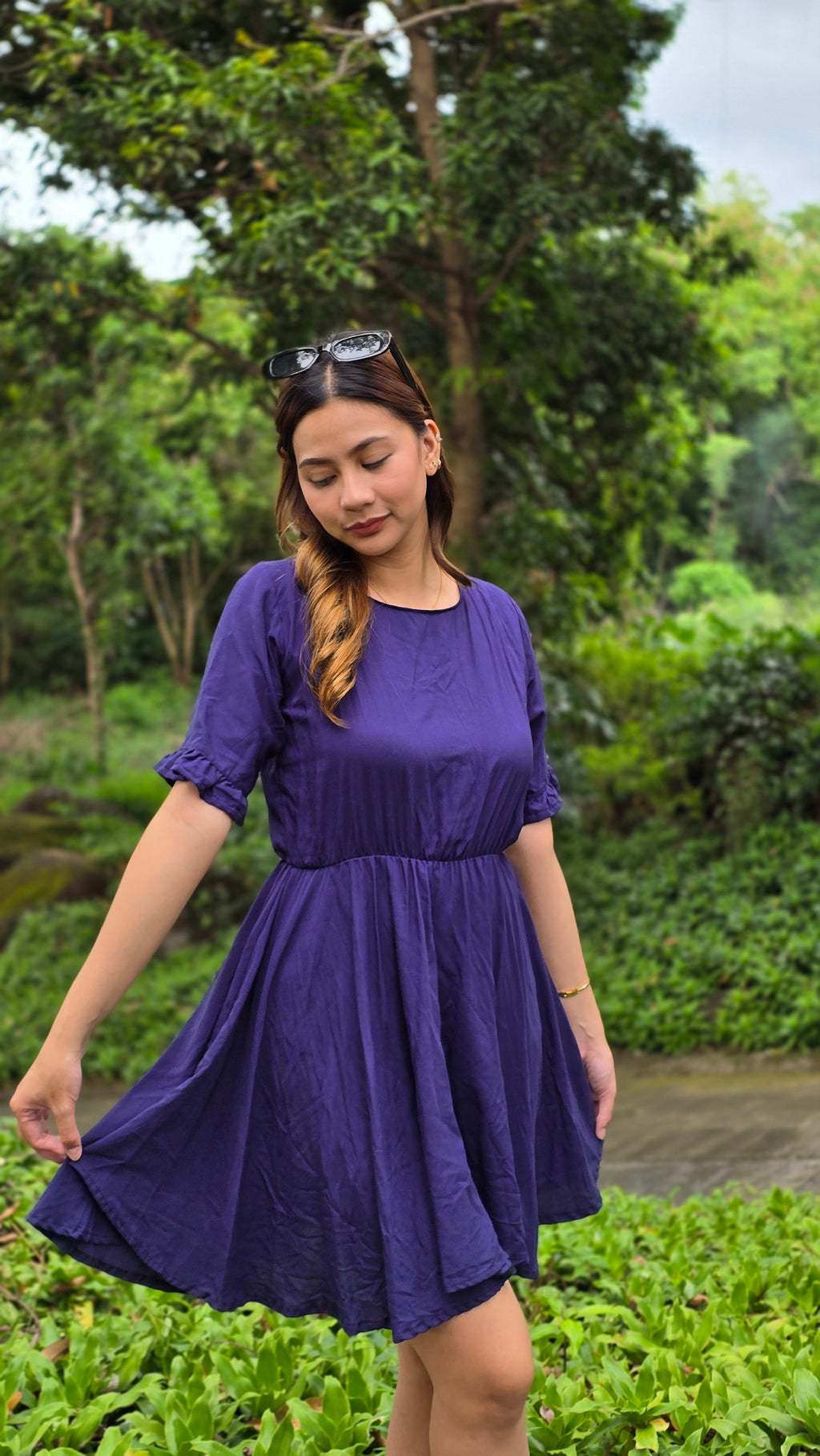 SC41 Dress | Roundneck Bell Sleeves Skater Flared Linen Dress
