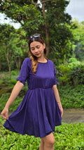 SC41 Dress | Roundneck Bell Sleeves Skater Flared Linen Dress