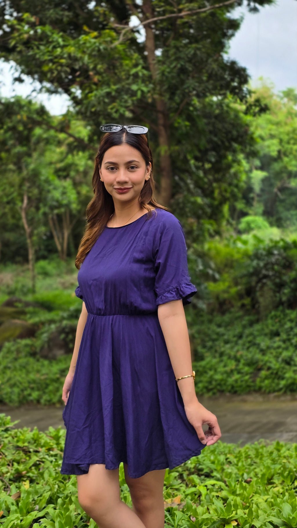 SC41 Dress | Roundneck Bell Sleeves Skater Flared Linen Dress
