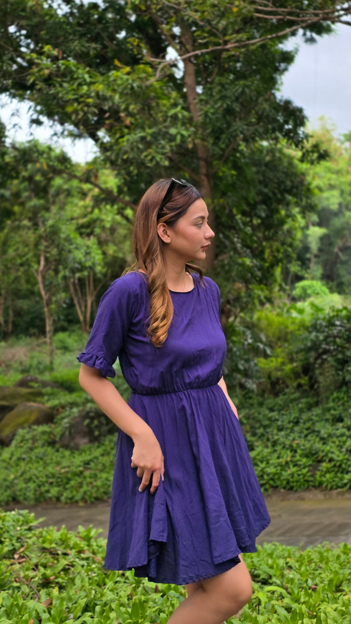 SC41 Dress | Roundneck Bell Sleeves Skater Flared Linen Dress