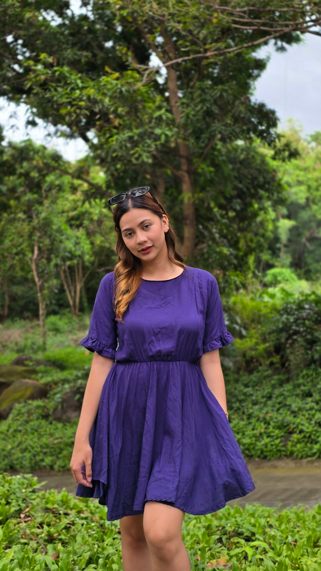 SC41 Dress | Roundneck Bell Sleeves Skater Flared Linen Dress