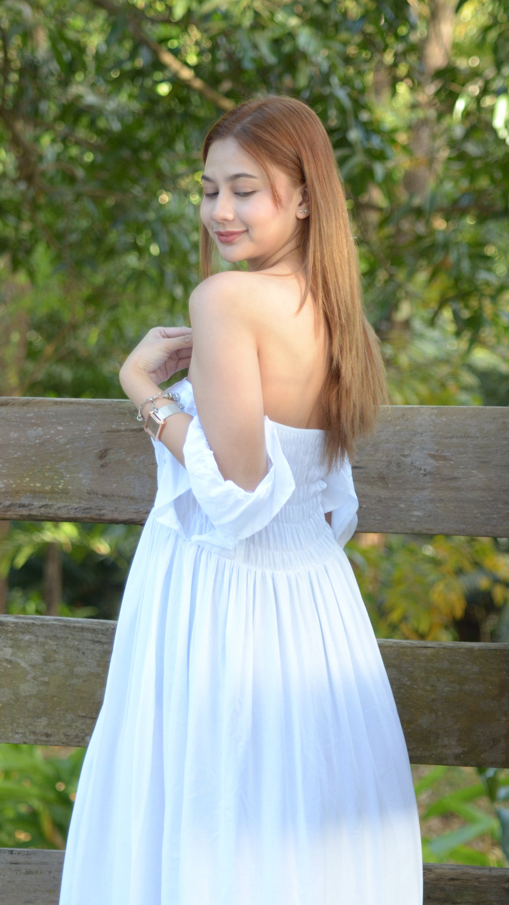 SC70 Dress |  Ruffle Strap Smocking Linen Maxi Dress