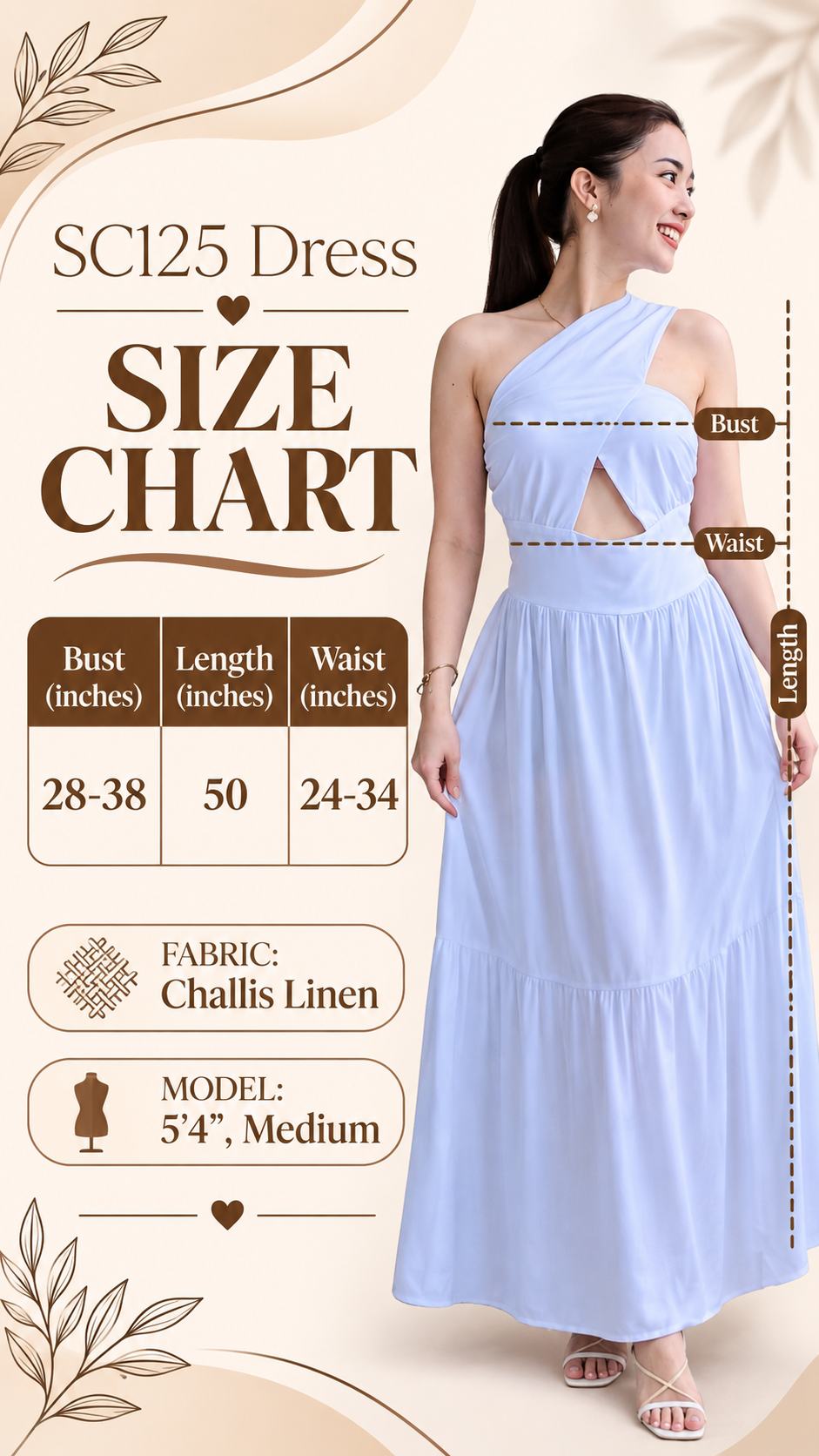 SC125 Dress | One-Shoulder Smocking Linen Maxi Dress