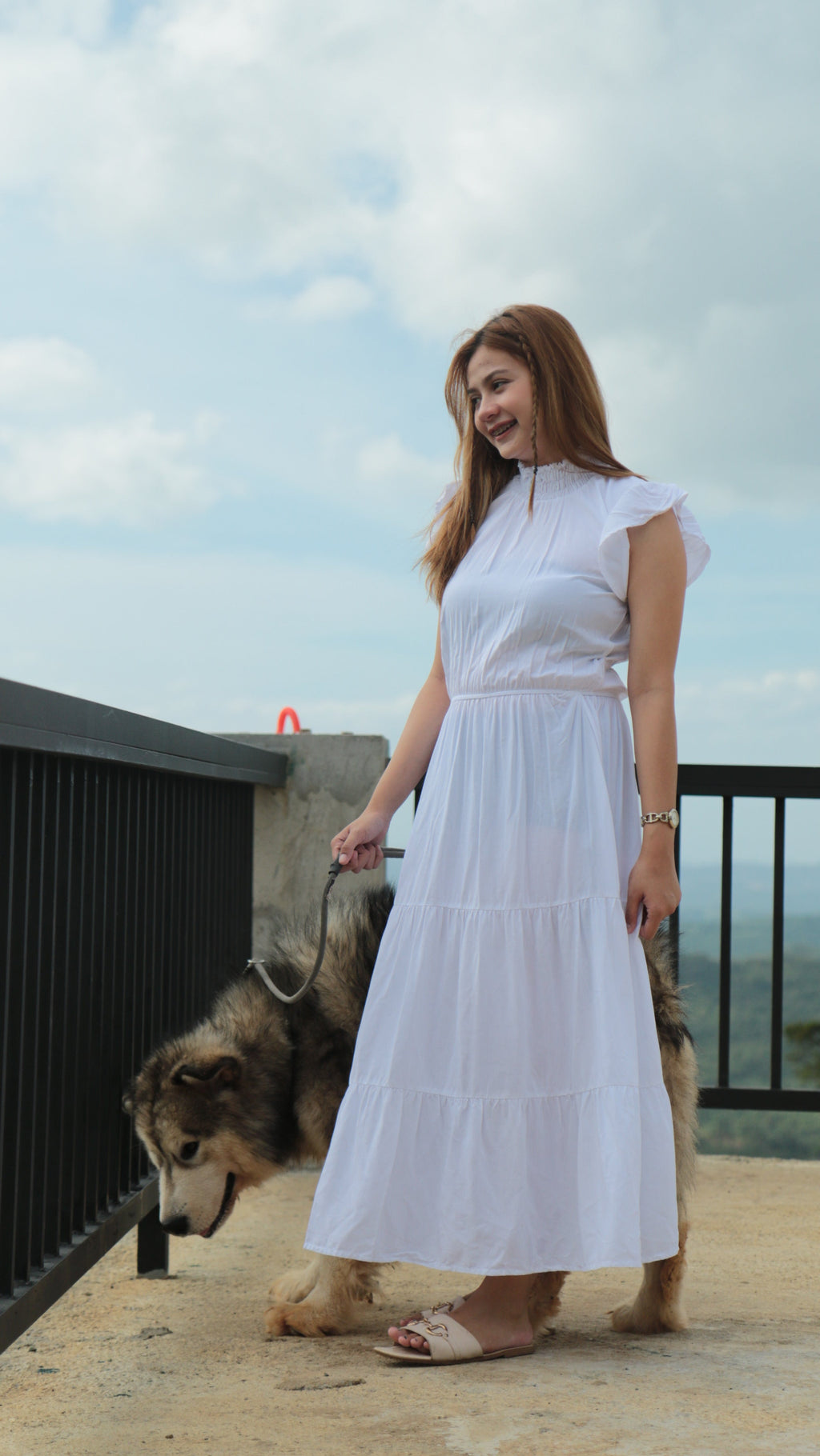 SC100 Dress | Turtleneck Tiered Linen Maxi Dress