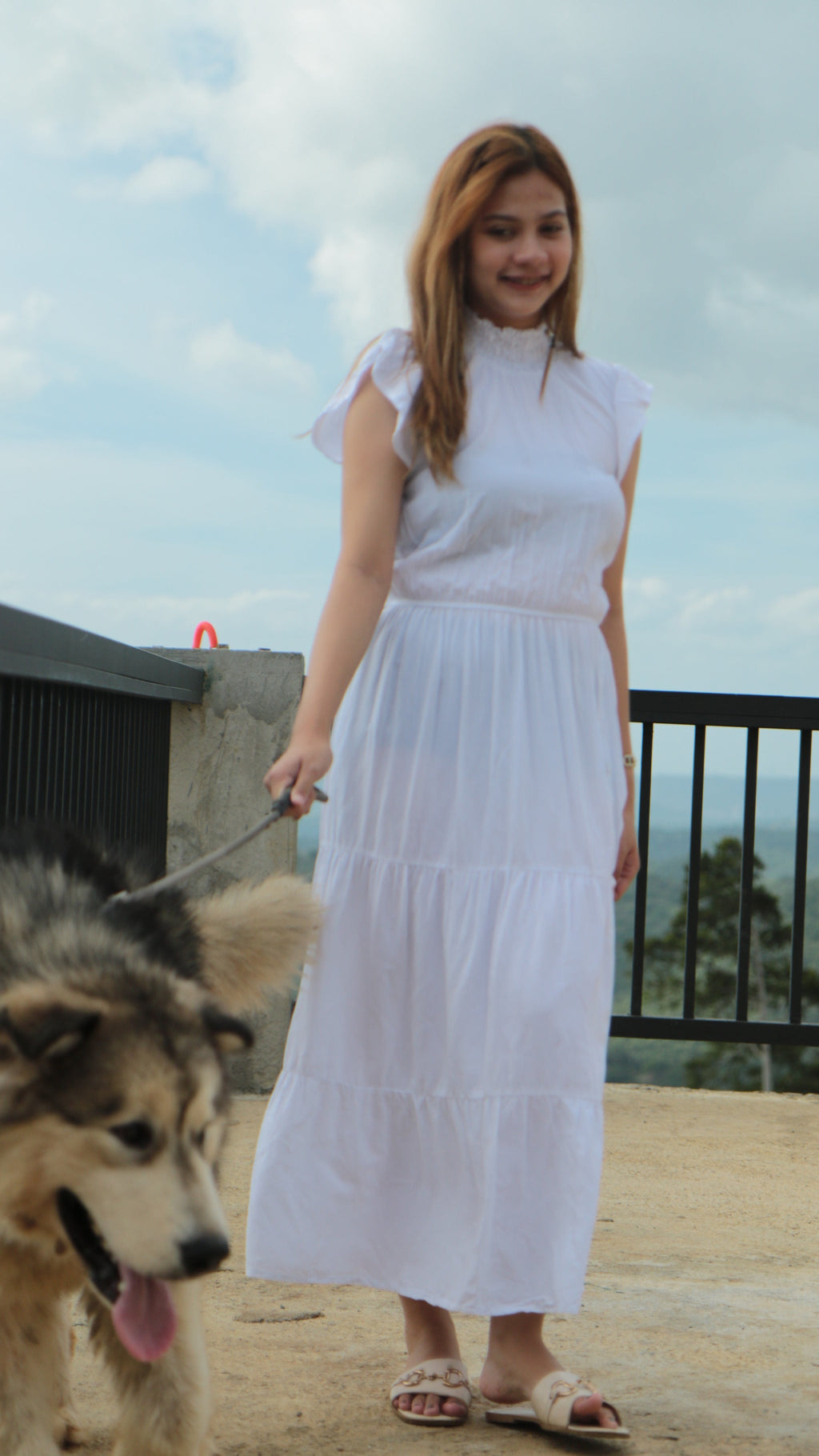 SC100 Dress | Turtleneck Tiered Linen Maxi Dress