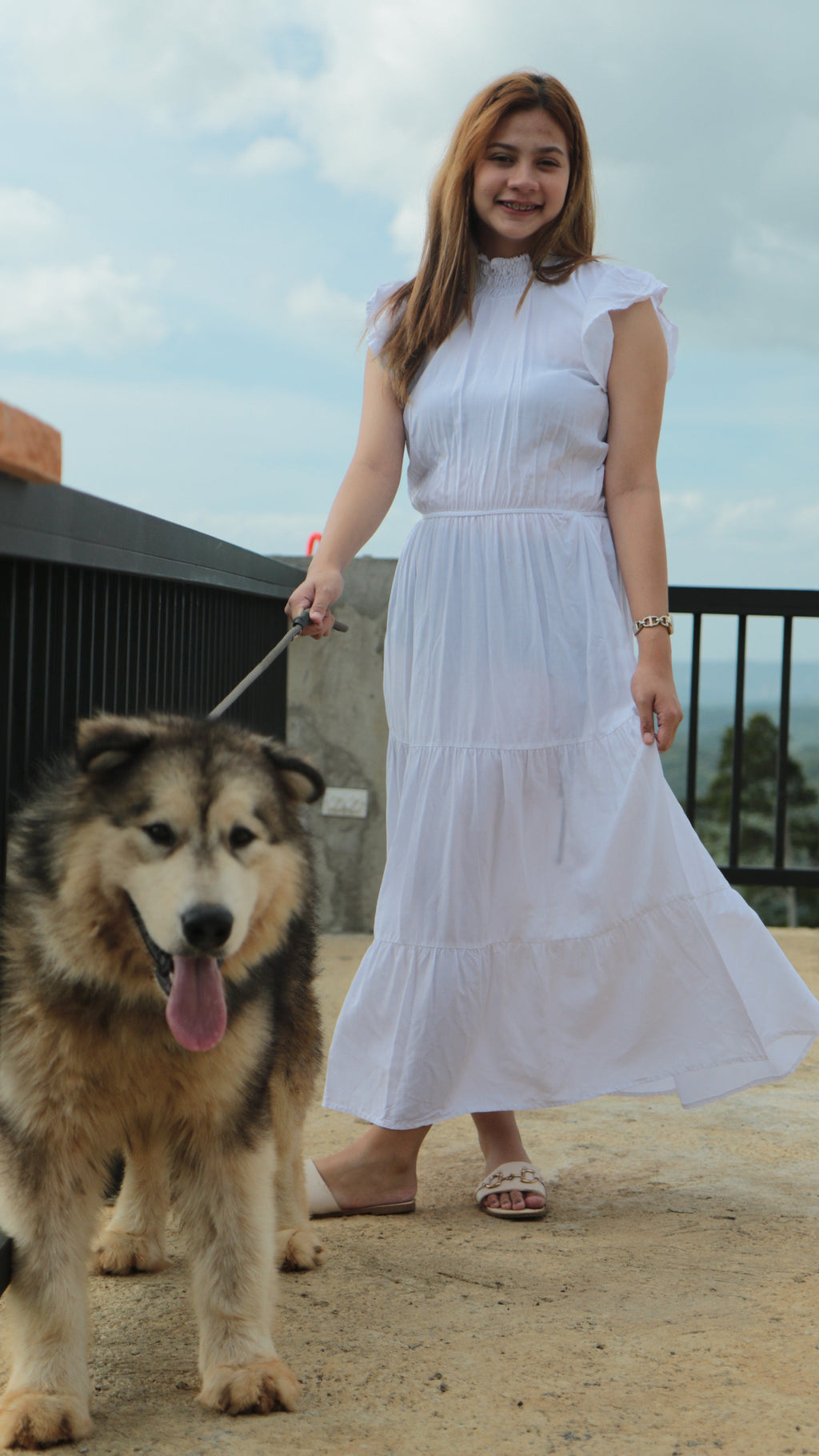 SC100 Dress | Turtleneck Tiered Linen Maxi Dress