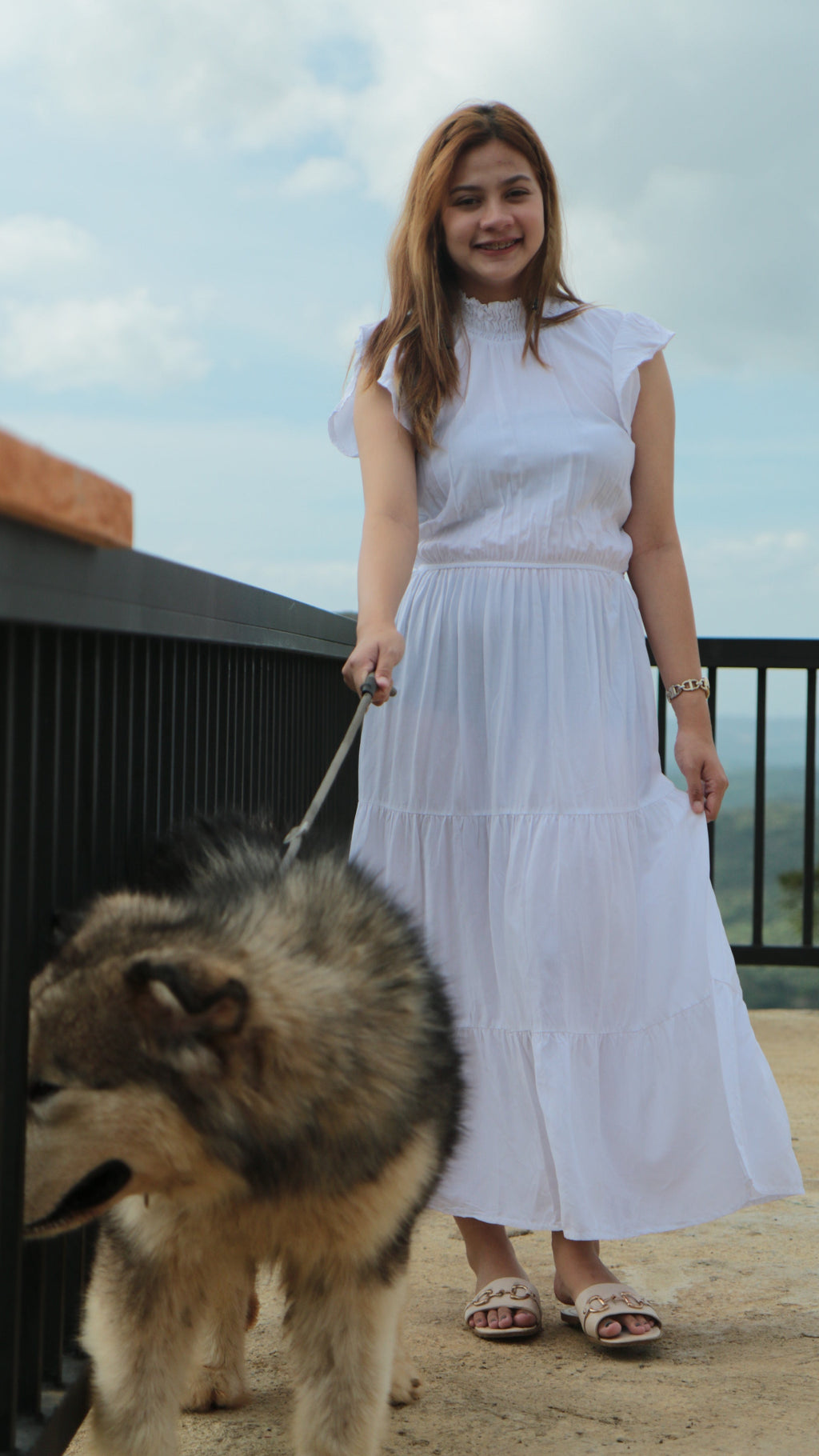 SC100 Dress | Turtleneck Tiered Linen Maxi Dress