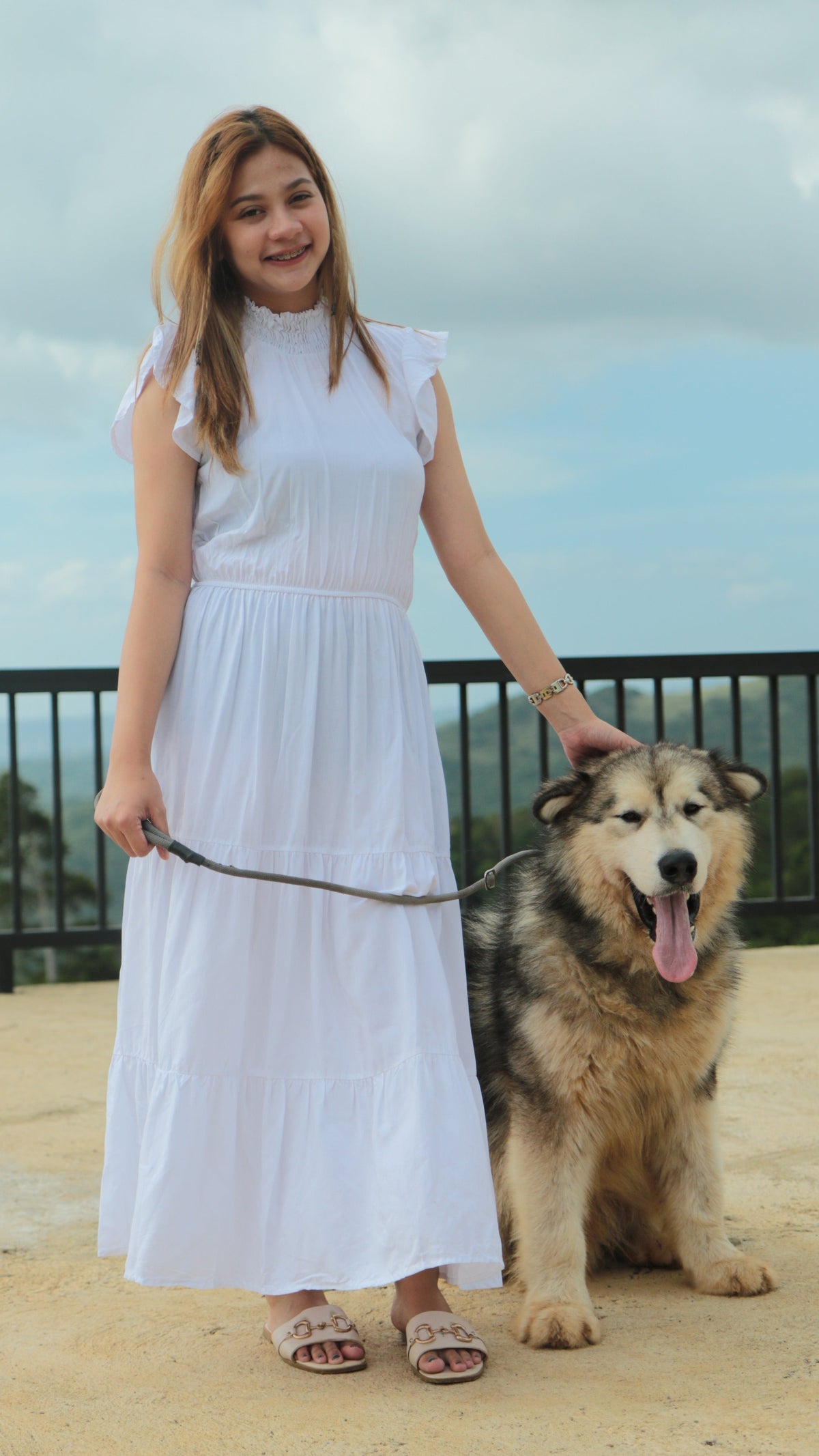 SC100 Dress | Turtleneck Tiered Linen Maxi Dress