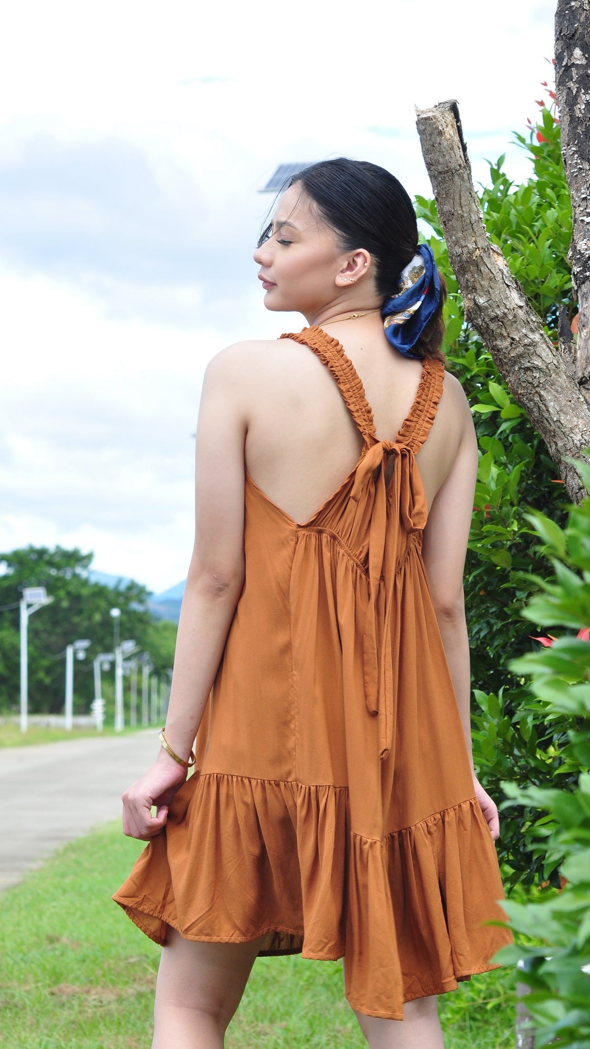 SC69 Sleeveless Multiway Tiered Linen Dress