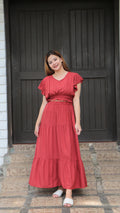 SC83 Set | Ruffles Crop Blouse and Maxi Linen Skirt Coordinates