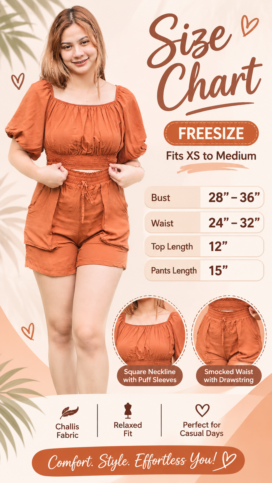 SC86 Set | Puff Sleeve Off Shoulder Top and Short Linen Set
