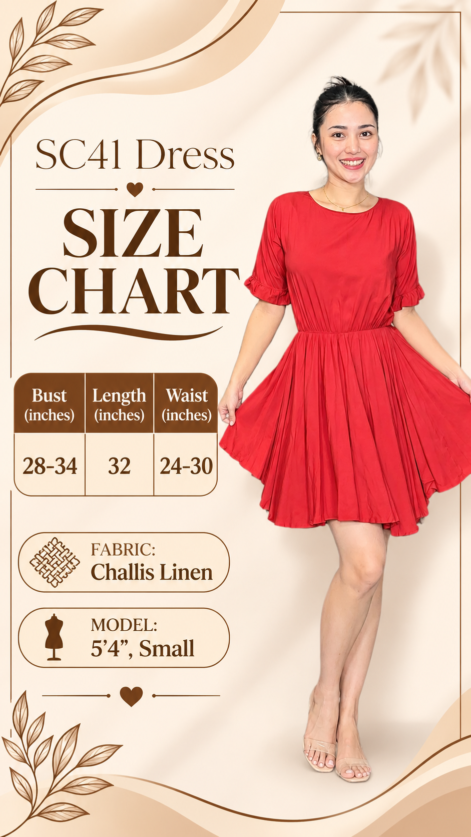 SC41 Dress | Roundneck Bell Sleeves Skater Flared Linen Dress