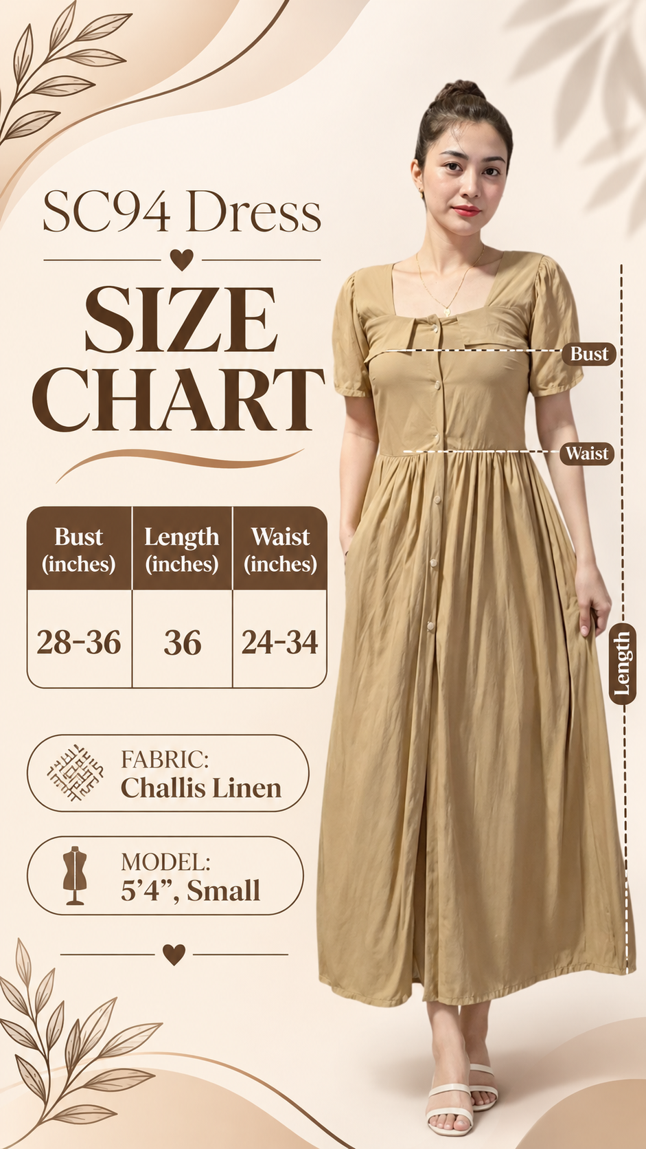SC94 Dress | Button Down Polo Short sleeve Midi Linen Dress