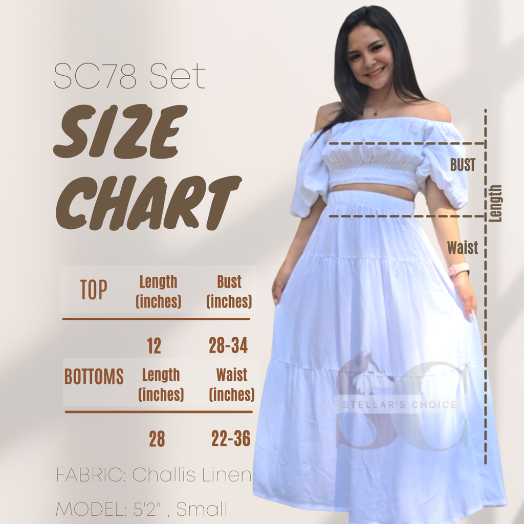 SC78 Set | Off-Shoulder Puff Sleeves Top and Maxi Skirt Set
