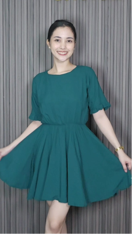 SC41 Dress | Roundneck Bell Sleeves Skater Flared Linen Dress