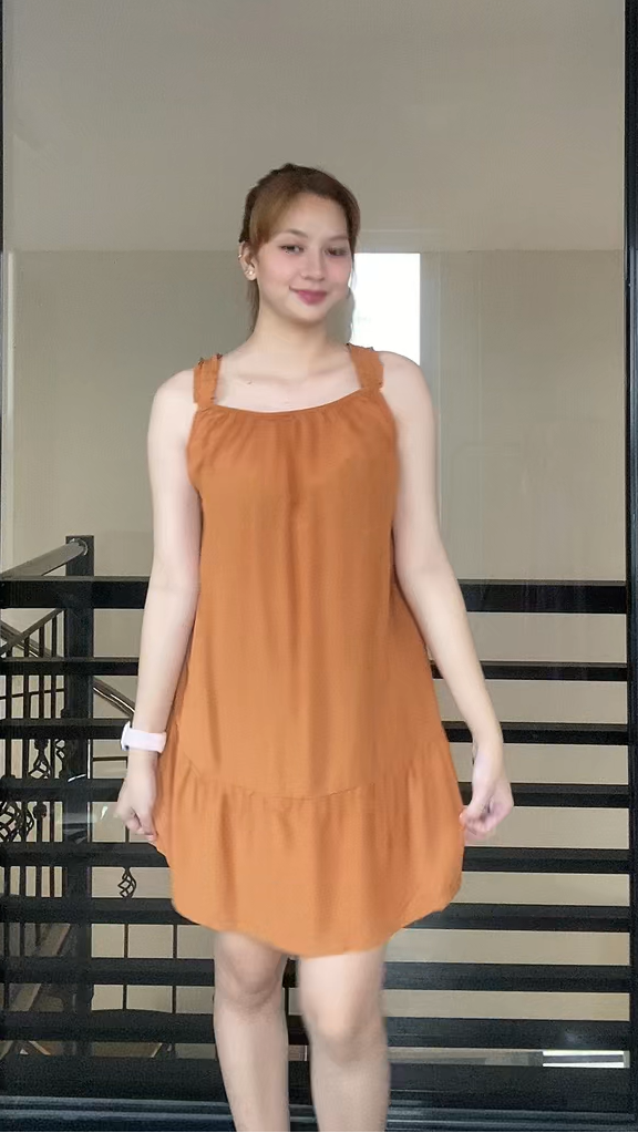 SC69 Sleeveless Multiway Tiered Linen Dress