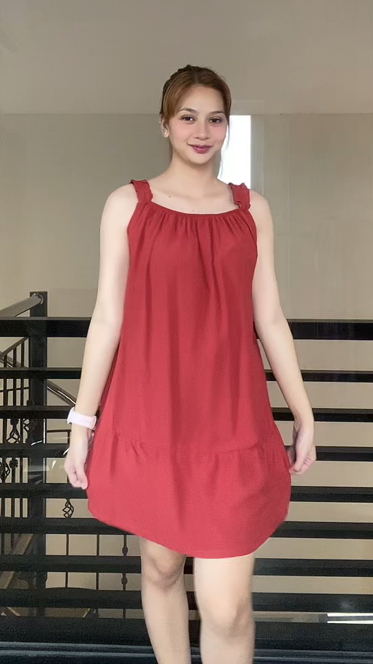 SC69 Sleeveless Multiway Tiered Linen Dress