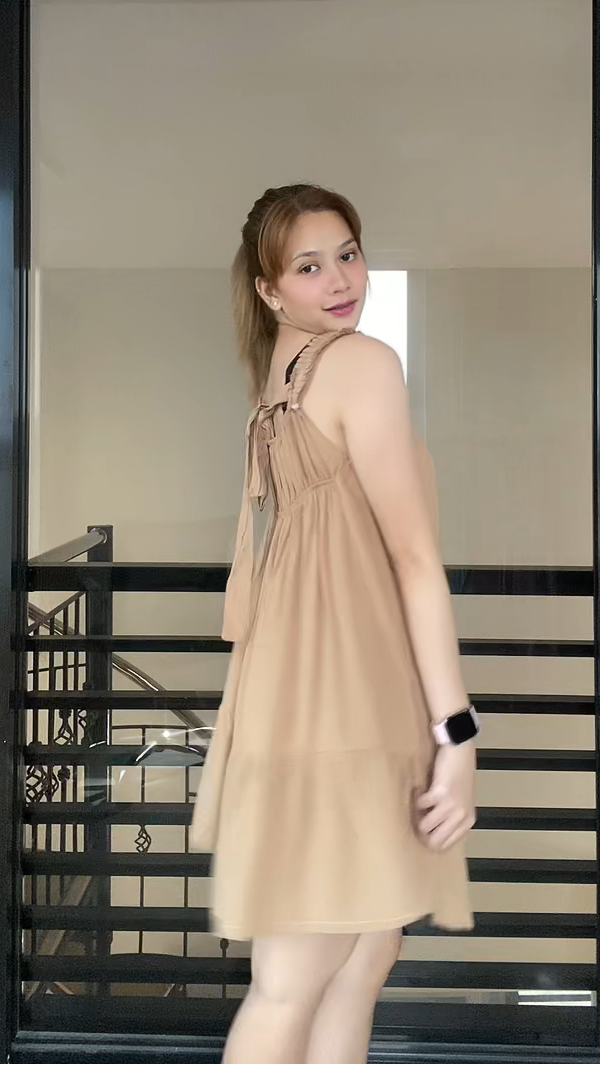 SC69 Sleeveless Multiway Tiered Linen Dress