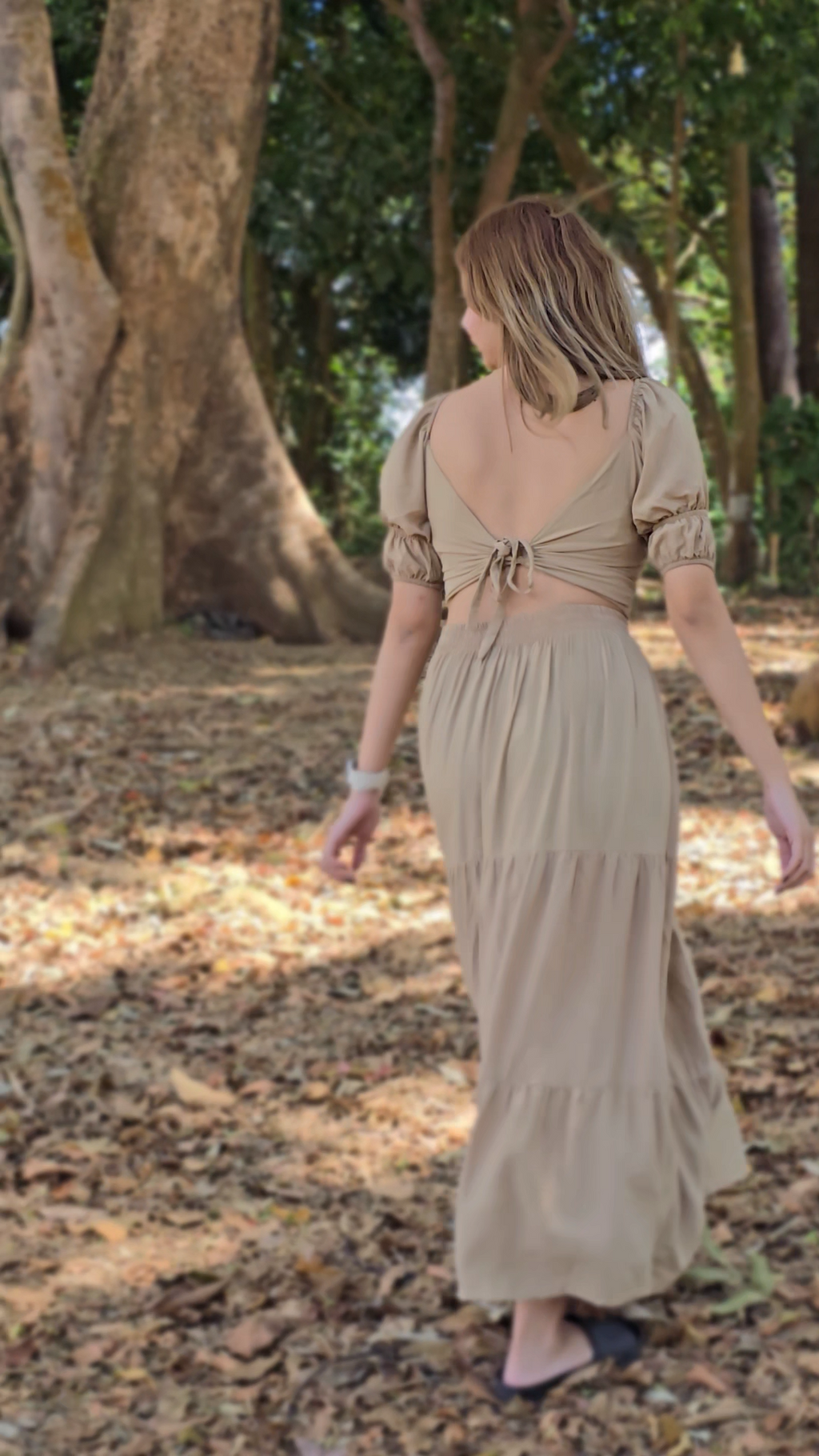 SC128 SET| Linen Self Tie Blouse and Long Maxi Skirt Set