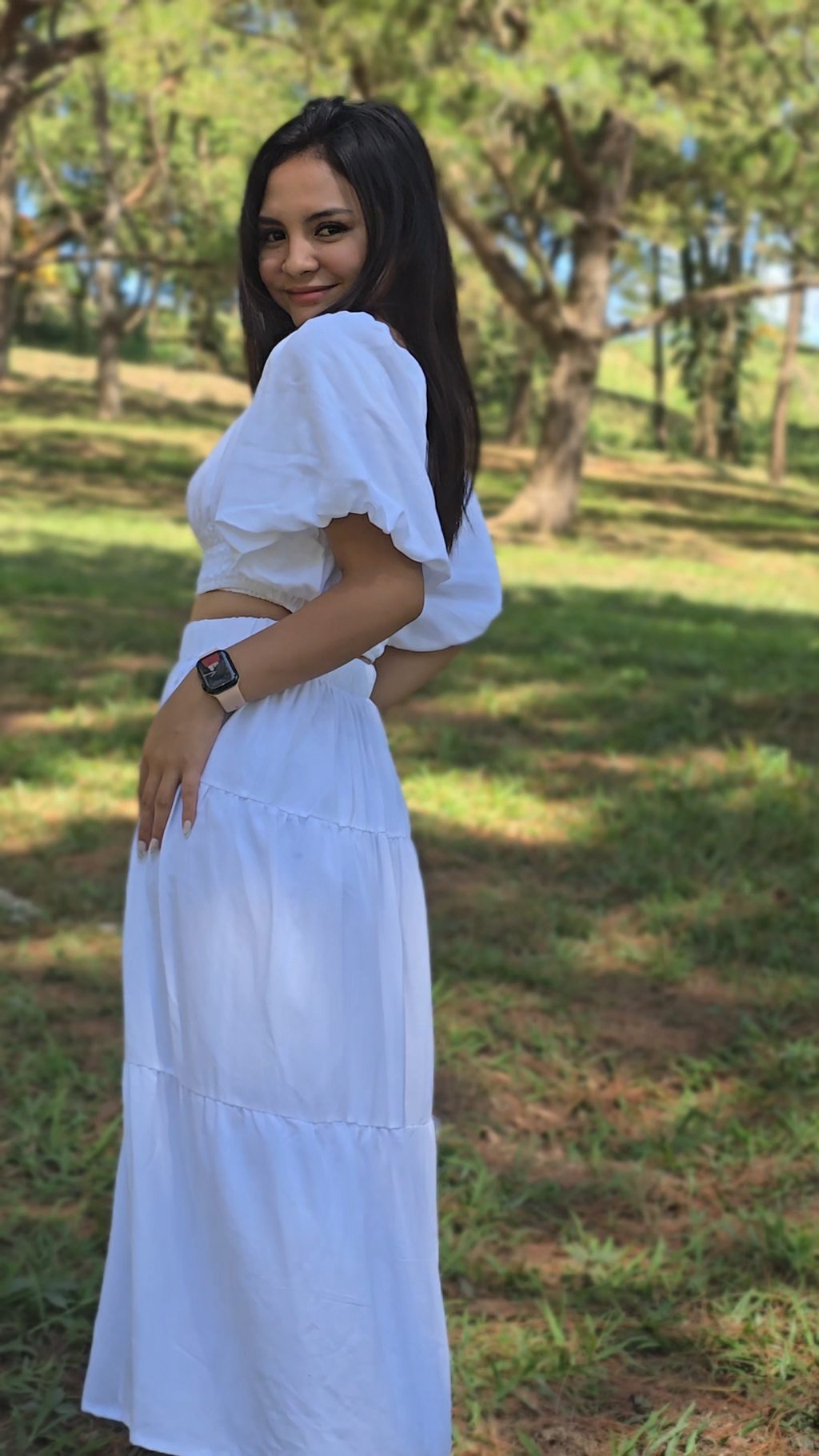 SC78 Set | Off-Shoulder Puff Sleeves Top and Maxi Skirt Set
