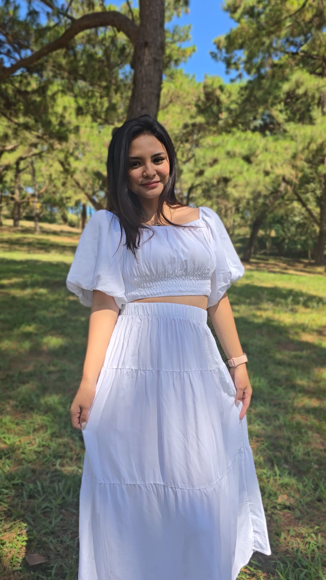 SC78 Set | Off-Shoulder Puff Sleeves Top and Maxi Skirt Set