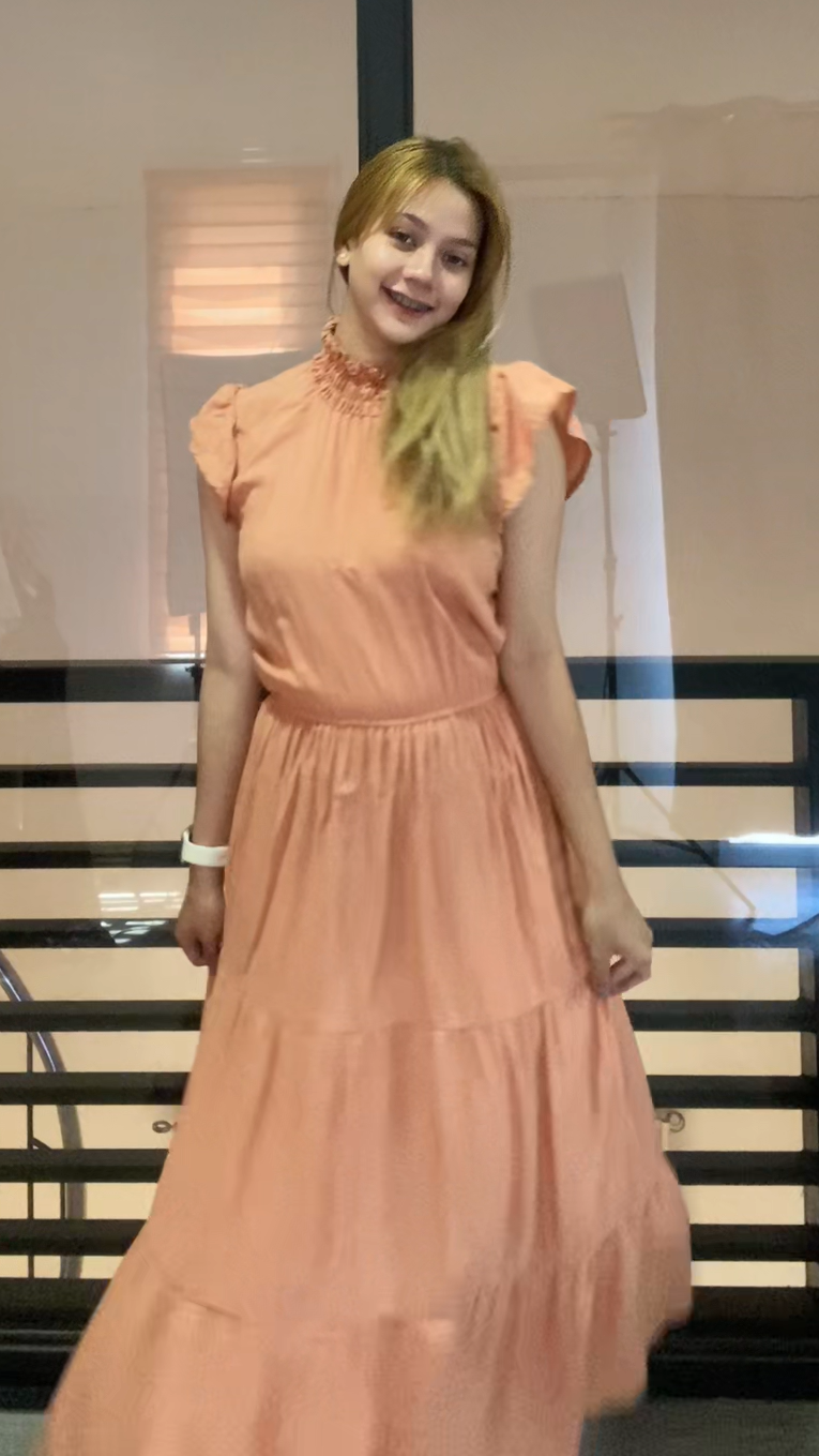 SC100 Dress | Turtleneck Tiered Linen Maxi Dress