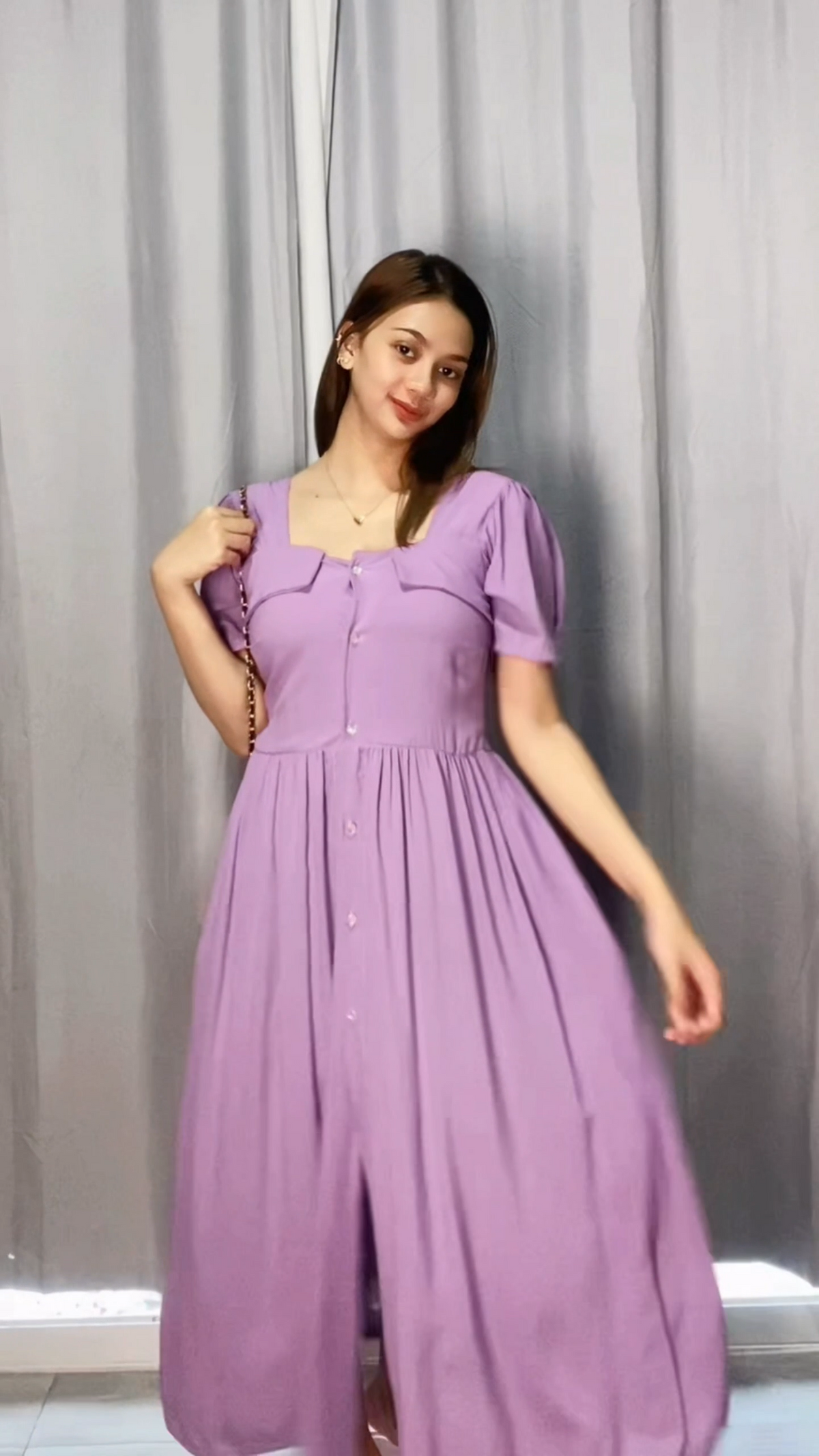 SC94 Dress | Button Down Polo Short sleeve Midi Linen Dress