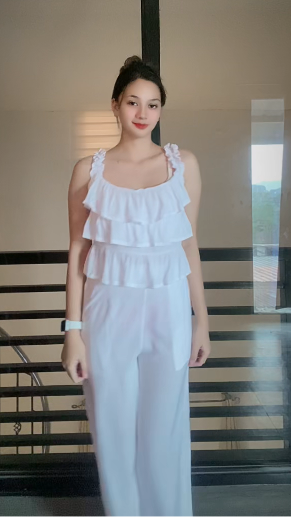 SC104 Set | Ruffles Top and Trouser Pants with Pockets Linen Set