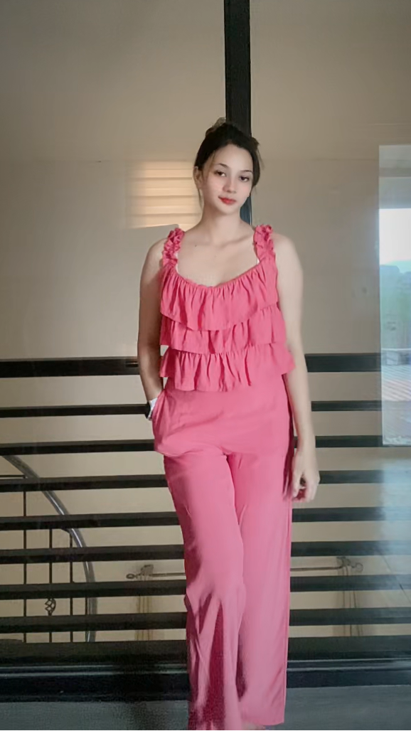SC104 Set | Ruffles Top and Trouser Pants with Pockets Linen Set