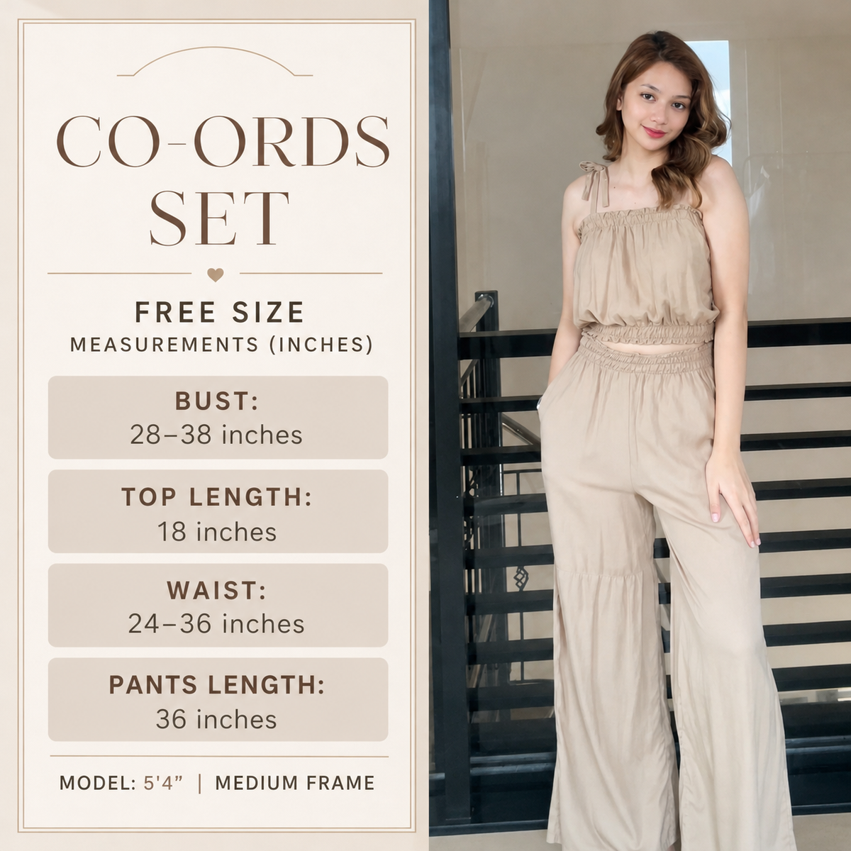 SC107 Set | Self Tie Tube Top and Wideleg Pants with pockets Linen Set