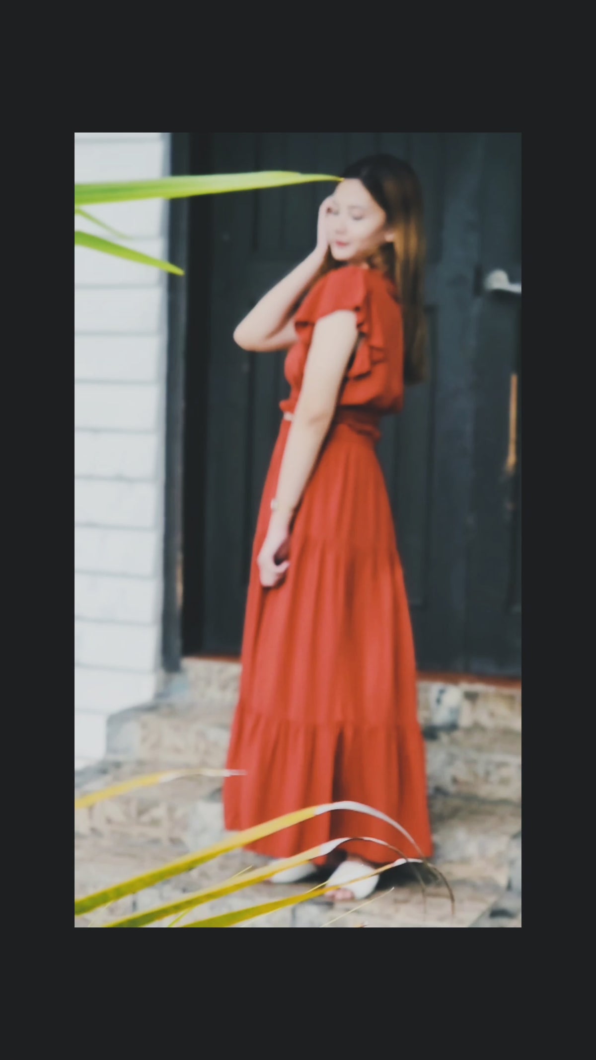 SC83 Set | Ruffles Crop Blouse and Maxi Linen Skirt Coordinates