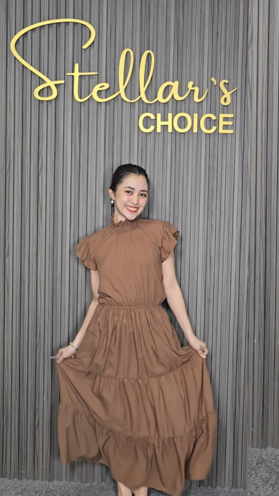 SC100 Dress | Turtleneck Tiered Linen Maxi Dress