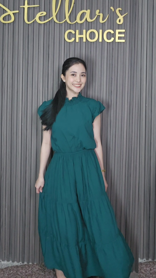 SC100 Dress | Turtleneck Tiered Linen Maxi Dress